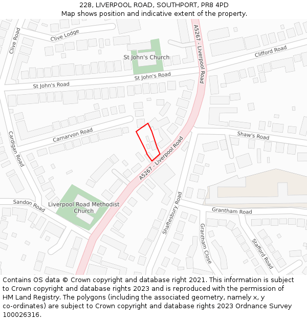 228, LIVERPOOL ROAD, SOUTHPORT, PR8 4PD: Location map and indicative extent of plot