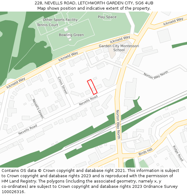 228, NEVELLS ROAD, LETCHWORTH GARDEN CITY, SG6 4UB: Location map and indicative extent of plot