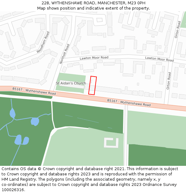 228, WYTHENSHAWE ROAD, MANCHESTER, M23 0PH: Location map and indicative extent of plot