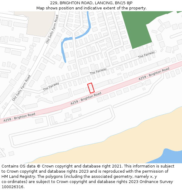 229, BRIGHTON ROAD, LANCING, BN15 8JP: Location map and indicative extent of plot