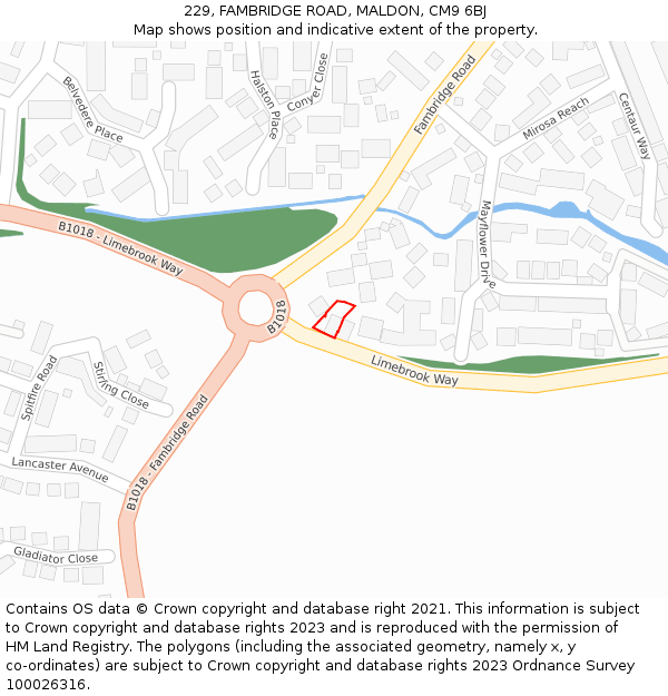 229, FAMBRIDGE ROAD, MALDON, CM9 6BJ: Location map and indicative extent of plot