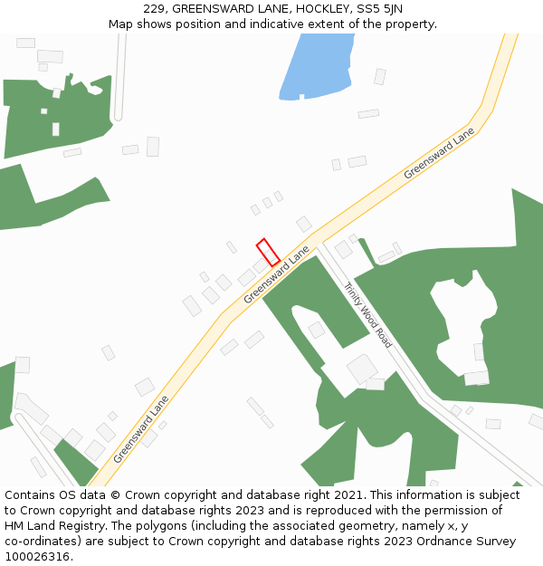 229, GREENSWARD LANE, HOCKLEY, SS5 5JN: Location map and indicative extent of plot