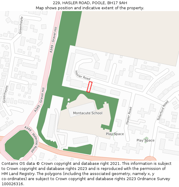 229, HASLER ROAD, POOLE, BH17 9AH: Location map and indicative extent of plot