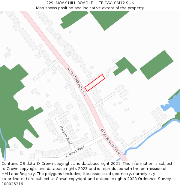 229, NOAK HILL ROAD, BILLERICAY, CM12 9UN: Location map and indicative extent of plot