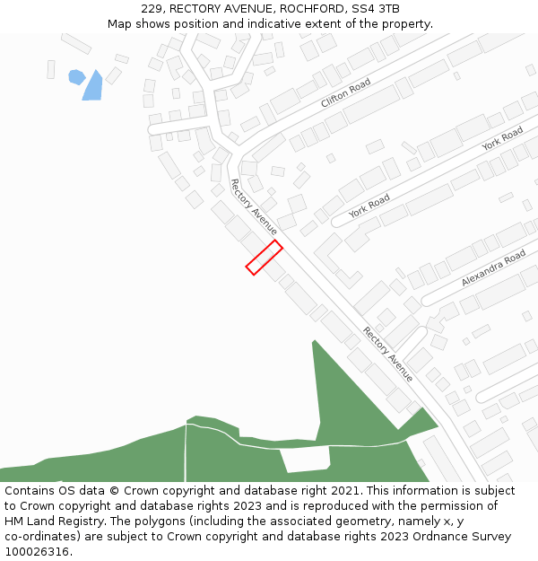 229, RECTORY AVENUE, ROCHFORD, SS4 3TB: Location map and indicative extent of plot