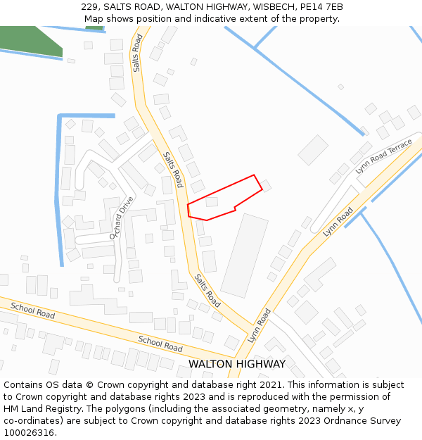 229, SALTS ROAD, WALTON HIGHWAY, WISBECH, PE14 7EB: Location map and indicative extent of plot