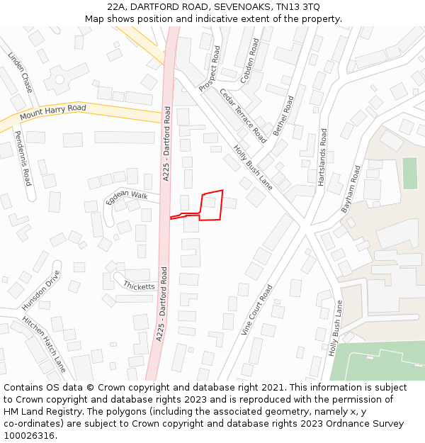 22A, DARTFORD ROAD, SEVENOAKS, TN13 3TQ: Location map and indicative extent of plot