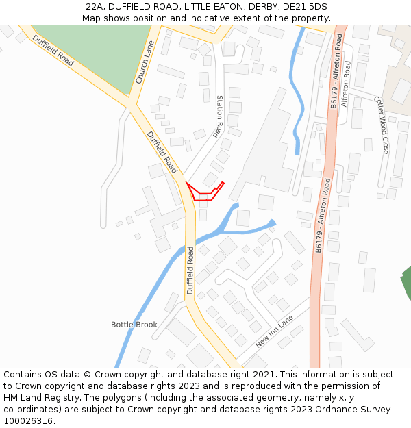 22A, DUFFIELD ROAD, LITTLE EATON, DERBY, DE21 5DS: Location map and indicative extent of plot