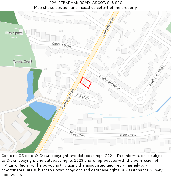 22A, FERNBANK ROAD, ASCOT, SL5 8EG: Location map and indicative extent of plot
