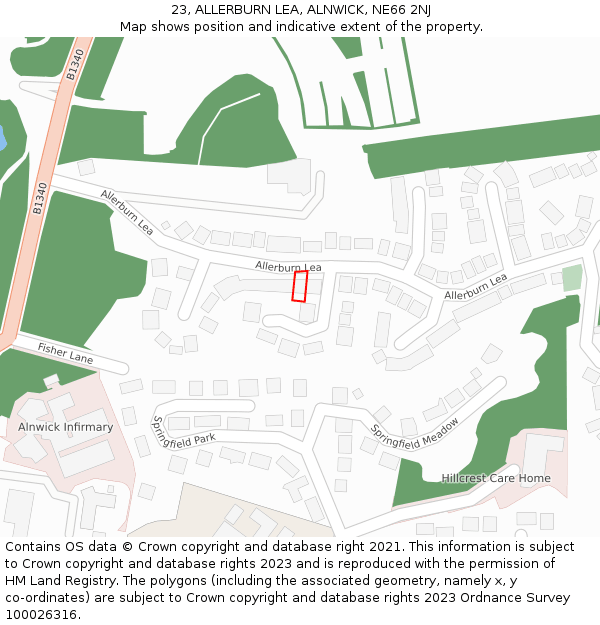 23, ALLERBURN LEA, ALNWICK, NE66 2NJ: Location map and indicative extent of plot