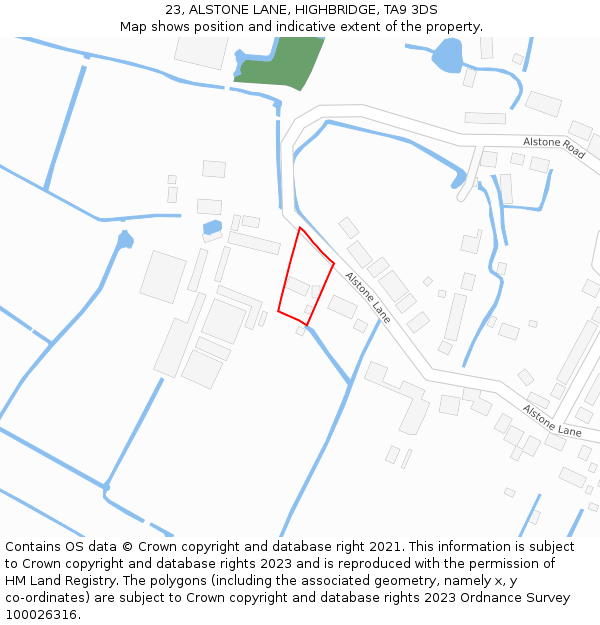 23, ALSTONE LANE, HIGHBRIDGE, TA9 3DS: Location map and indicative extent of plot