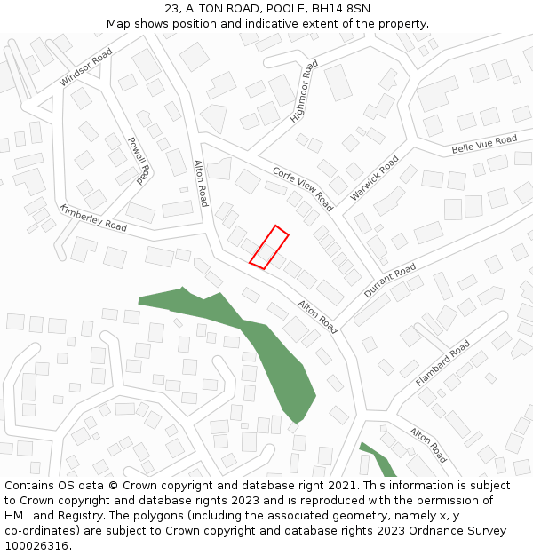 23, ALTON ROAD, POOLE, BH14 8SN: Location map and indicative extent of plot