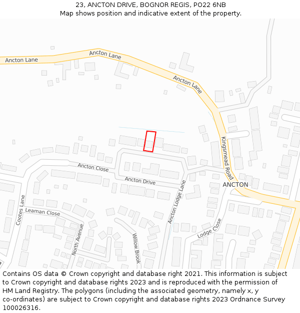 23, ANCTON DRIVE, BOGNOR REGIS, PO22 6NB: Location map and indicative extent of plot