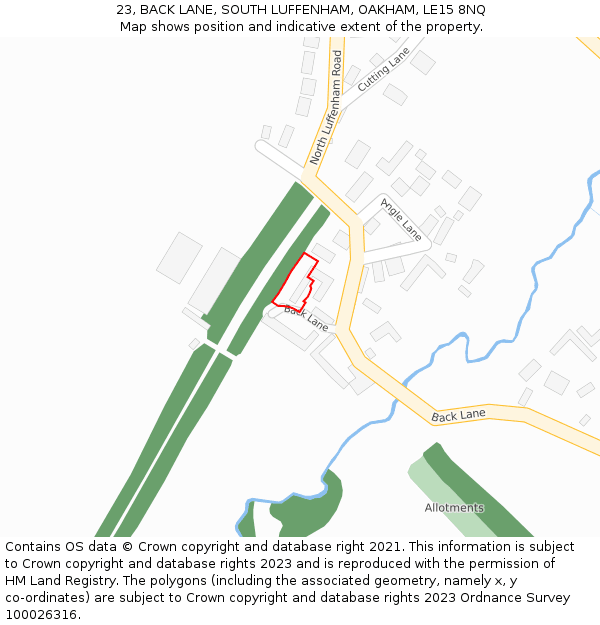 23, BACK LANE, SOUTH LUFFENHAM, OAKHAM, LE15 8NQ: Location map and indicative extent of plot