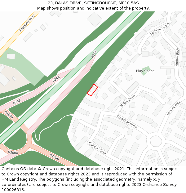 23, BALAS DRIVE, SITTINGBOURNE, ME10 5AS: Location map and indicative extent of plot