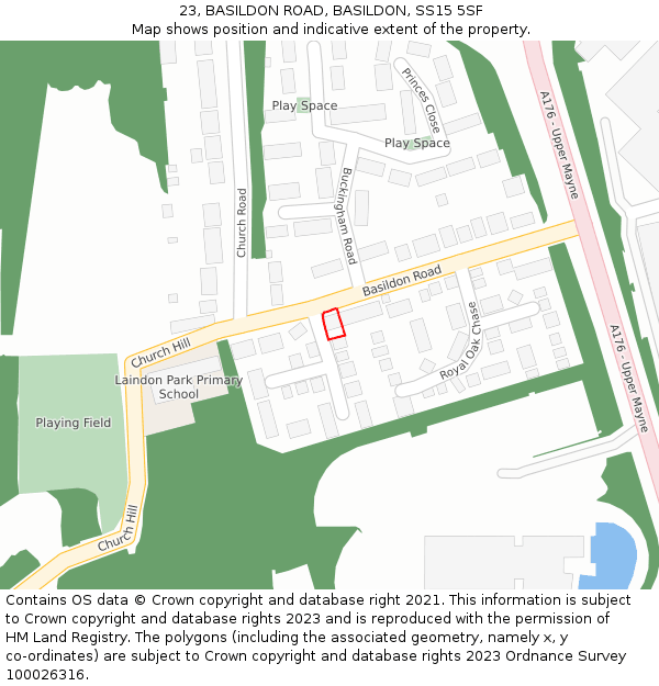 23, BASILDON ROAD, BASILDON, SS15 5SF: Location map and indicative extent of plot