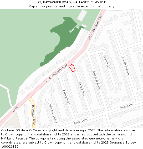 23, BAYSWATER ROAD, WALLASEY, CH45 8NE: Location map and indicative extent of plot