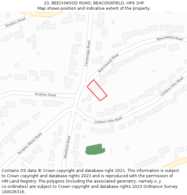 23, BEECHWOOD ROAD, BEACONSFIELD, HP9 1HP: Location map and indicative extent of plot