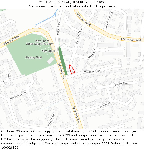 23, BEVERLEY DRIVE, BEVERLEY, HU17 9GG: Location map and indicative extent of plot