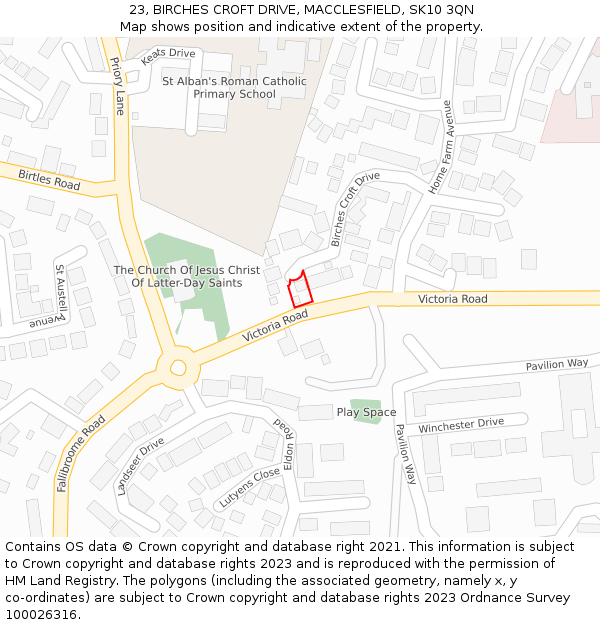 23, BIRCHES CROFT DRIVE, MACCLESFIELD, SK10 3QN: Location map and indicative extent of plot