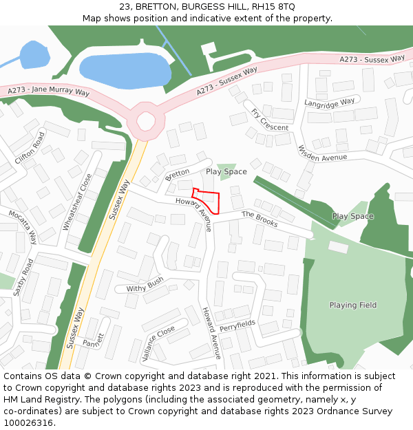 23, BRETTON, BURGESS HILL, RH15 8TQ: Location map and indicative extent of plot