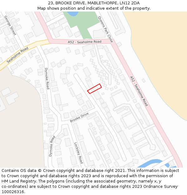 23, BROOKE DRIVE, MABLETHORPE, LN12 2DA: Location map and indicative extent of plot