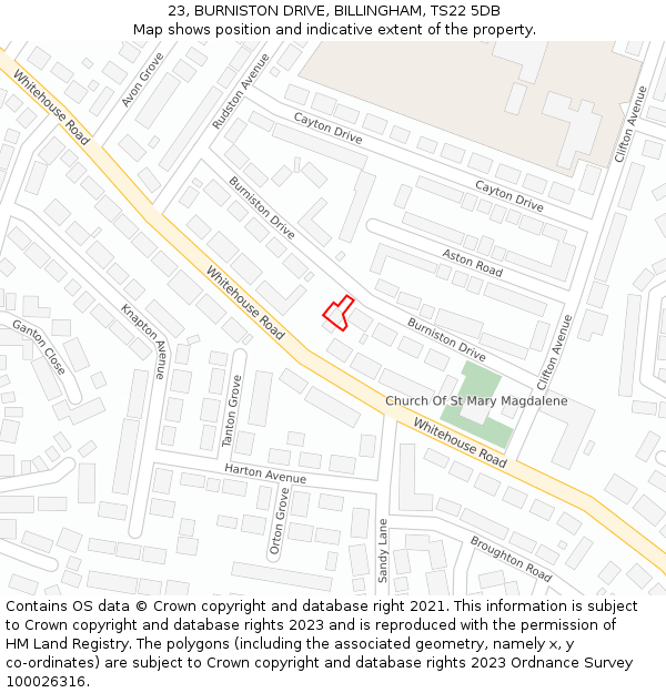 23, BURNISTON DRIVE, BILLINGHAM, TS22 5DB: Location map and indicative extent of plot