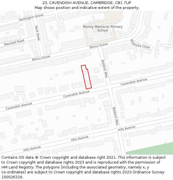 23, CAVENDISH AVENUE, CAMBRIDGE, CB1 7UP: Location map and indicative extent of plot