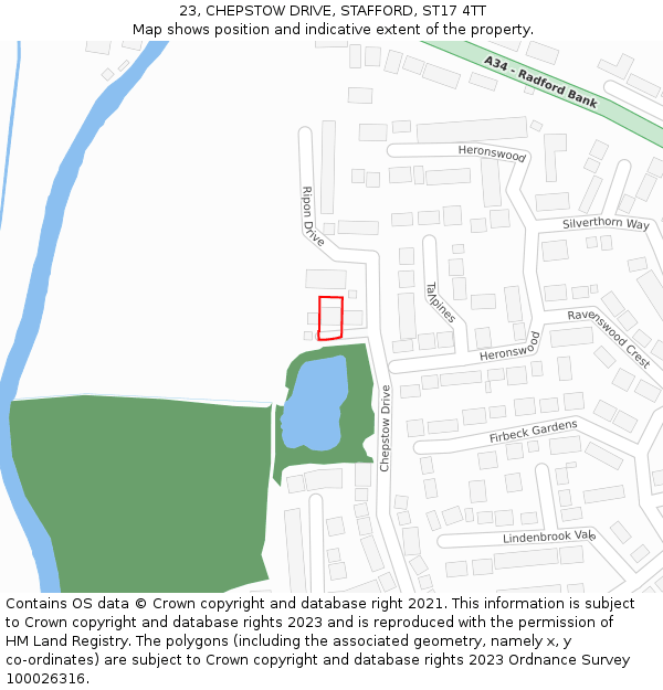23, CHEPSTOW DRIVE, STAFFORD, ST17 4TT: Location map and indicative extent of plot