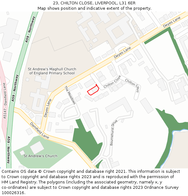 23, CHILTON CLOSE, LIVERPOOL, L31 6ER: Location map and indicative extent of plot