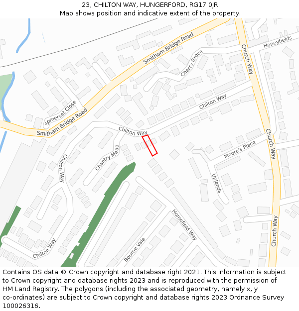 23, CHILTON WAY, HUNGERFORD, RG17 0JR: Location map and indicative extent of plot