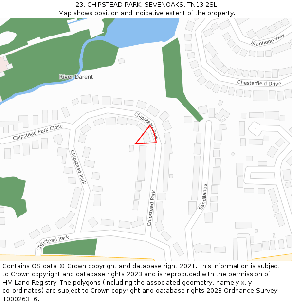 23, CHIPSTEAD PARK, SEVENOAKS, TN13 2SL: Location map and indicative extent of plot