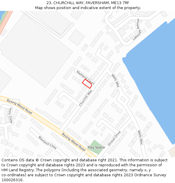 23, CHURCHILL WAY, FAVERSHAM, ME13 7RF: Location map and indicative extent of plot