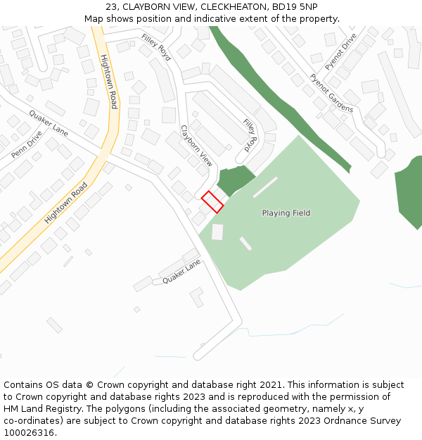 23, CLAYBORN VIEW, CLECKHEATON, BD19 5NP: Location map and indicative extent of plot