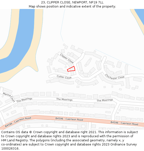 23, CLIPPER CLOSE, NEWPORT, NP19 7LL: Location map and indicative extent of plot