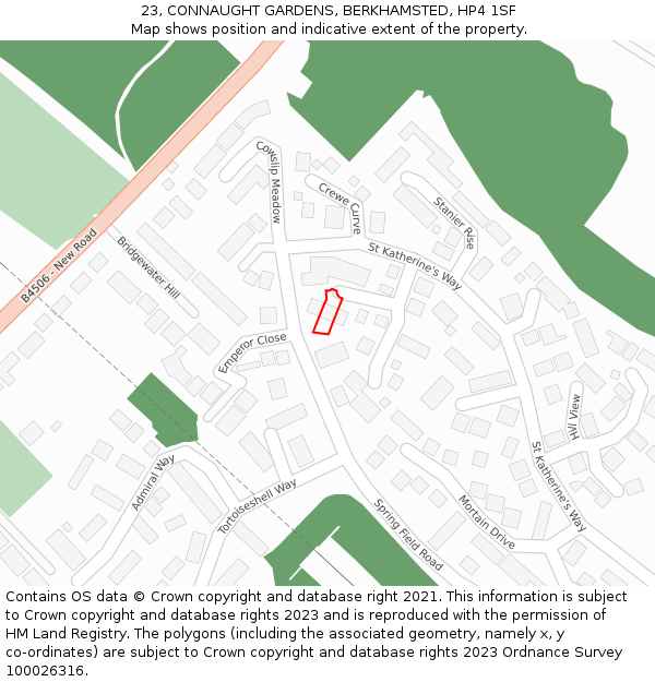 23, CONNAUGHT GARDENS, BERKHAMSTED, HP4 1SF: Location map and indicative extent of plot