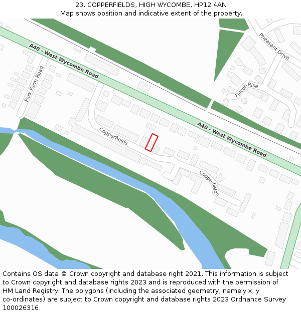 23, COPPERFIELDS, HIGH WYCOMBE, HP12 4AN: Location map and indicative extent of plot