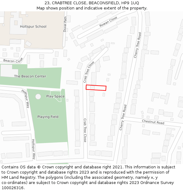 23, CRABTREE CLOSE, BEACONSFIELD, HP9 1UQ: Location map and indicative extent of plot