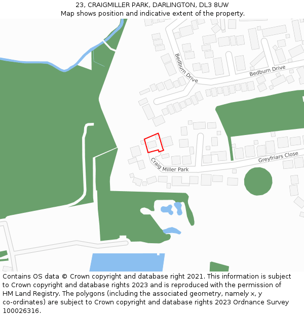 23, CRAIGMILLER PARK, DARLINGTON, DL3 8UW: Location map and indicative extent of plot