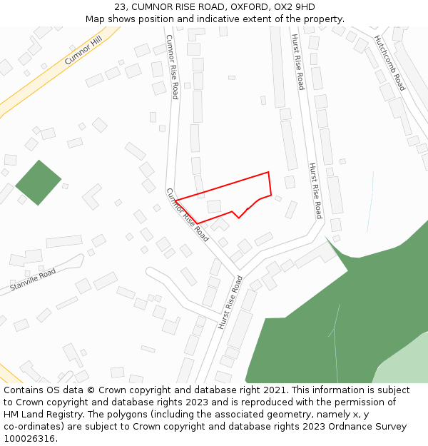 23, CUMNOR RISE ROAD, OXFORD, OX2 9HD: Location map and indicative extent of plot