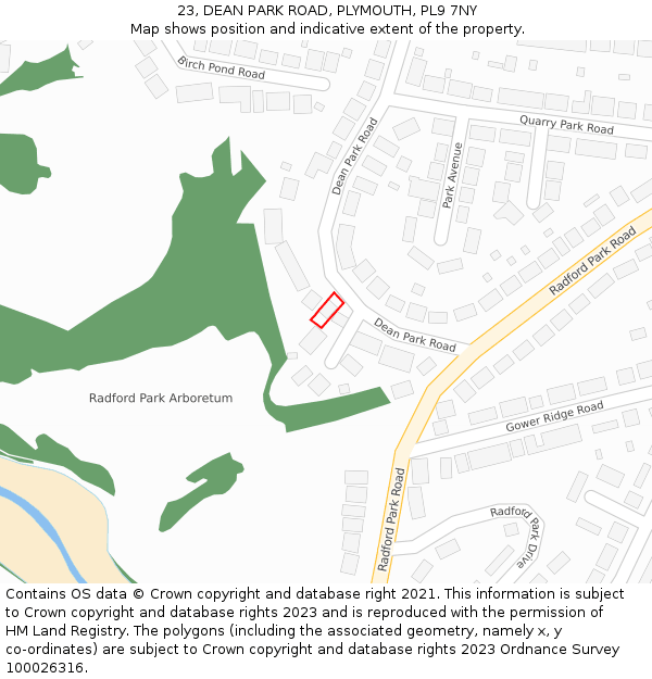 23, DEAN PARK ROAD, PLYMOUTH, PL9 7NY: Location map and indicative extent of plot