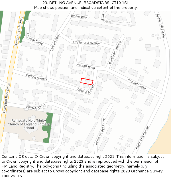 23, DETLING AVENUE, BROADSTAIRS, CT10 1SL: Location map and indicative extent of plot