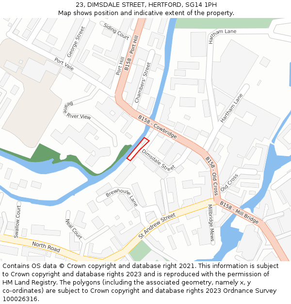 23, DIMSDALE STREET, HERTFORD, SG14 1PH: Location map and indicative extent of plot