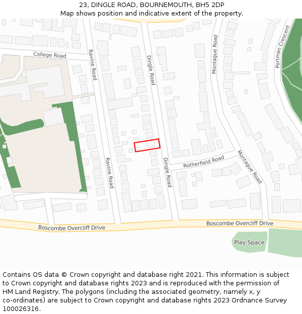 23, DINGLE ROAD, BOURNEMOUTH, BH5 2DP: Location map and indicative extent of plot