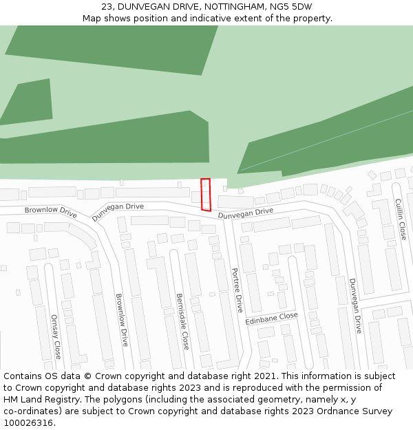 23, DUNVEGAN DRIVE, NOTTINGHAM, NG5 5DW: Location map and indicative extent of plot