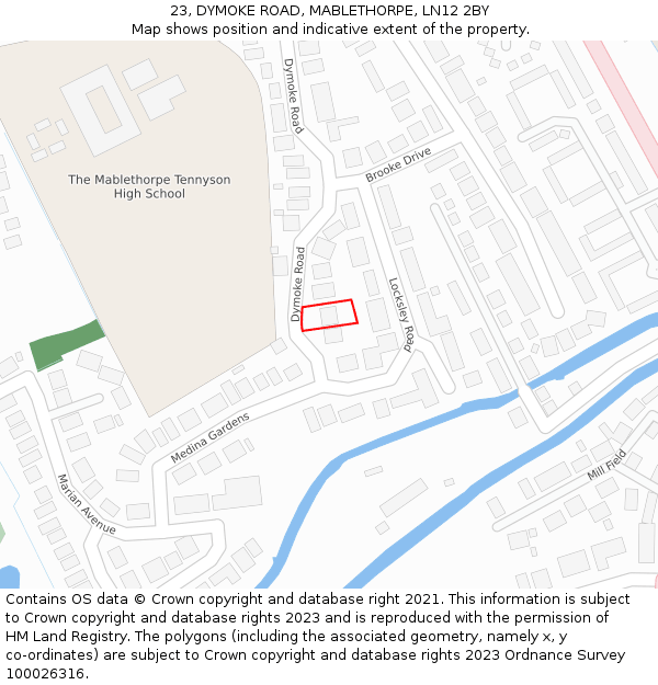 23, DYMOKE ROAD, MABLETHORPE, LN12 2BY: Location map and indicative extent of plot