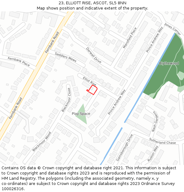 23, ELLIOTT RISE, ASCOT, SL5 8NN: Location map and indicative extent of plot