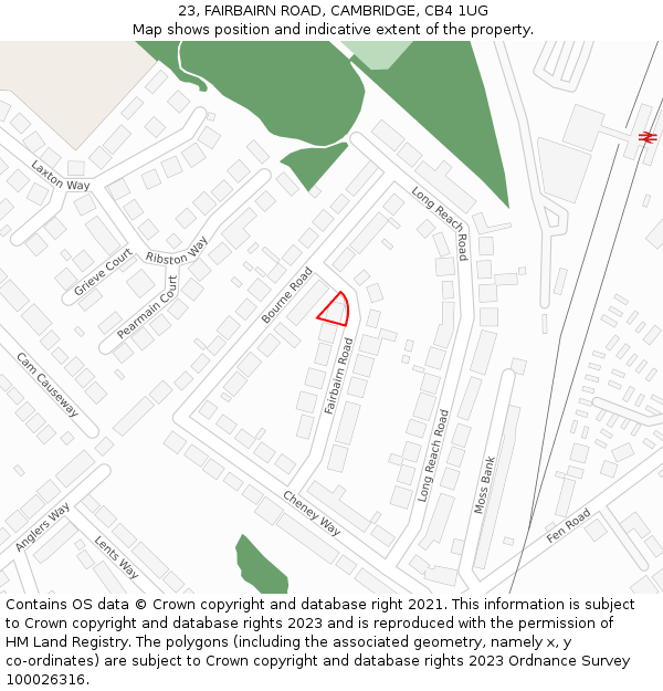 23, FAIRBAIRN ROAD, CAMBRIDGE, CB4 1UG: Location map and indicative extent of plot