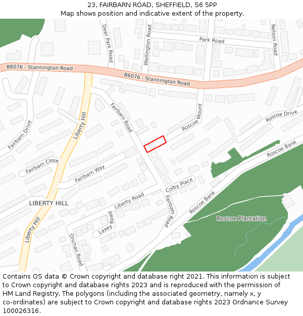 23, FAIRBARN ROAD, SHEFFIELD, S6 5PP: Location map and indicative extent of plot