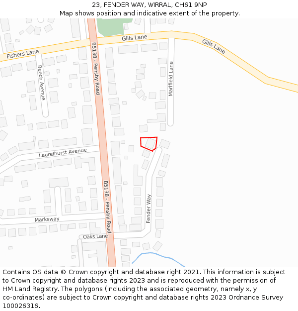 23, FENDER WAY, WIRRAL, CH61 9NP: Location map and indicative extent of plot